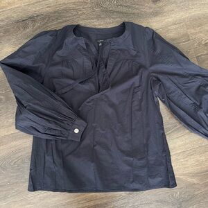 New. Talbots Navy fancy Shirt. 100% cotton.